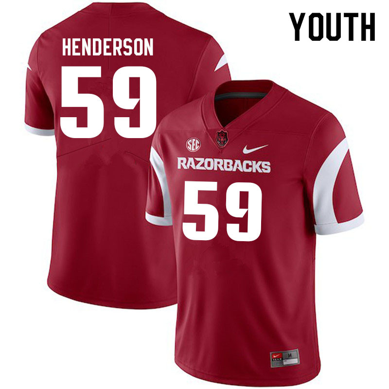 Youth #59 Eli Henderson Arkansas Razorbacks College Football Jerseys Sale-Cardinal - Click Image to Close